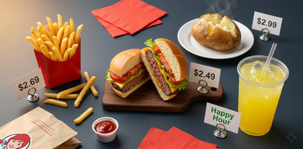 Food pairing spread with $1 drink at Wendys