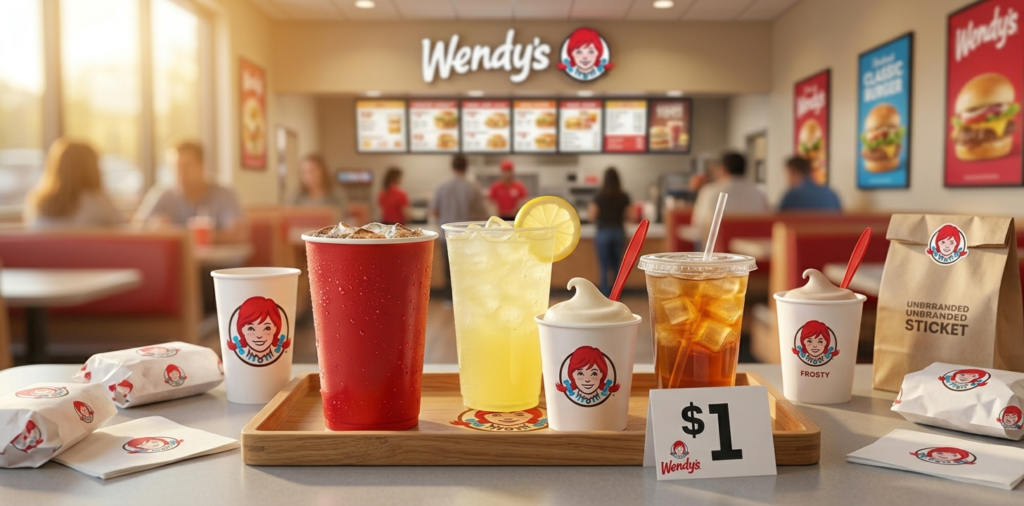 Wendys Hero — drinks tray with $1 sign