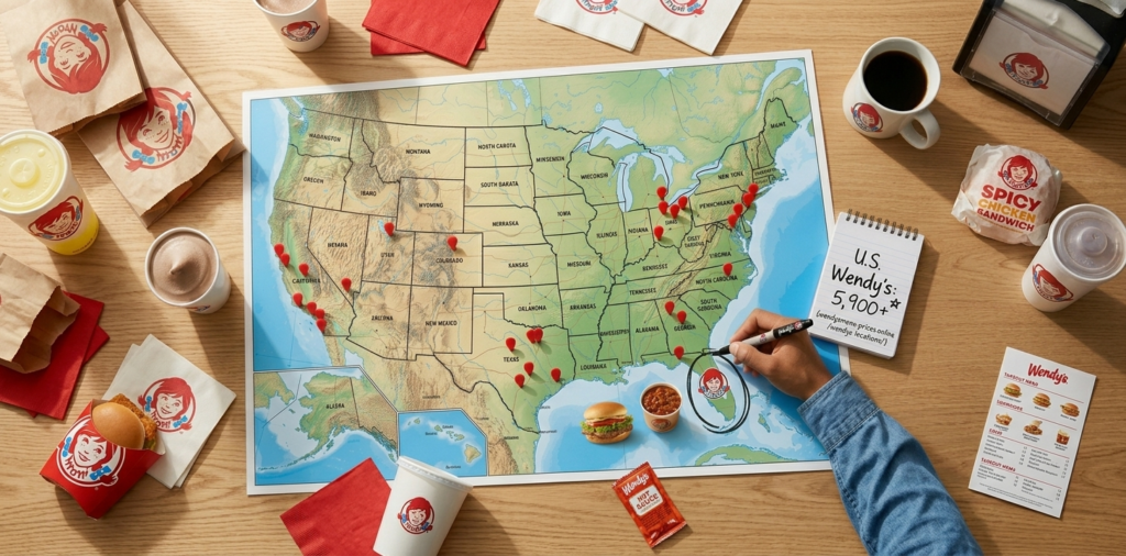 Wendy's US locations map showing states with most restaurants