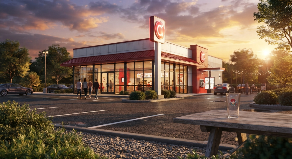 Wendy's restaurant exterior with drive-thru open during regular business hours
