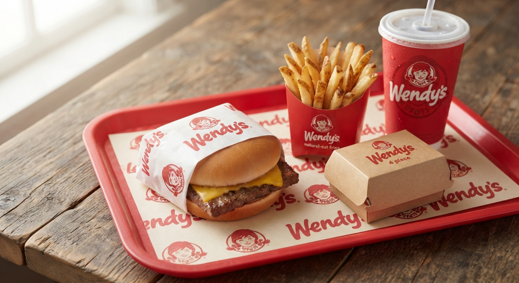 Wendy's Biggie Bag combo with burger, nuggets, fries and drink