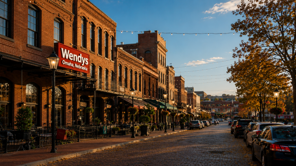 Historic brick warehouse district street near Omaha, Nebraska Wendy's locations
