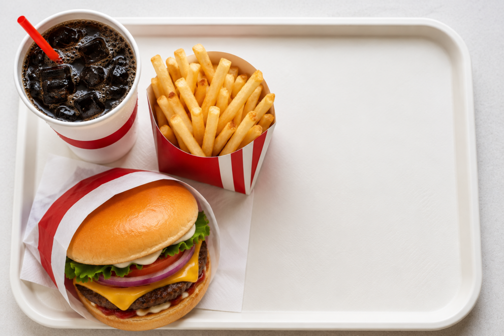 Full combo meal tray with burger, fries, and drink representing Wendy's combo pricing in Philadelphia