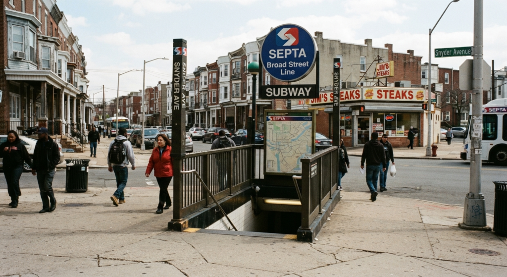 SEPTA subway station entrance near a Wendy's location in Philadelphia