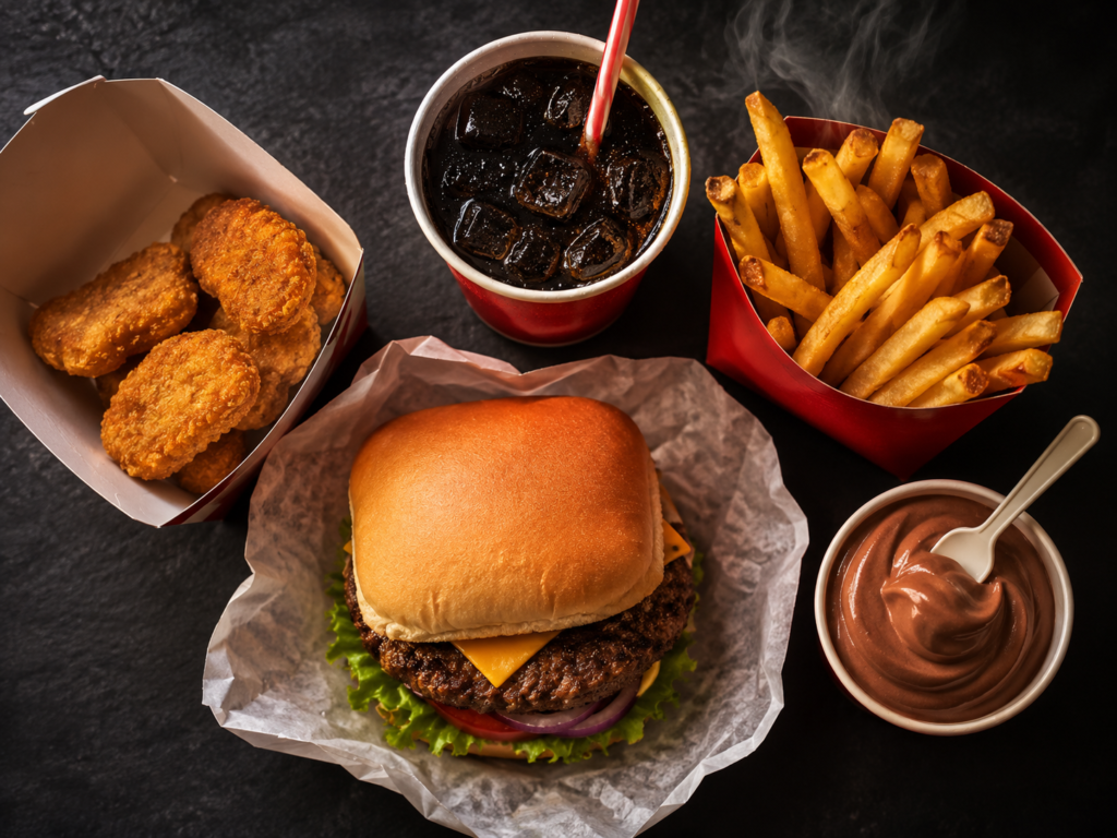 Wendy's Biggie Bag value meal with burger, nuggets, fries, and drink