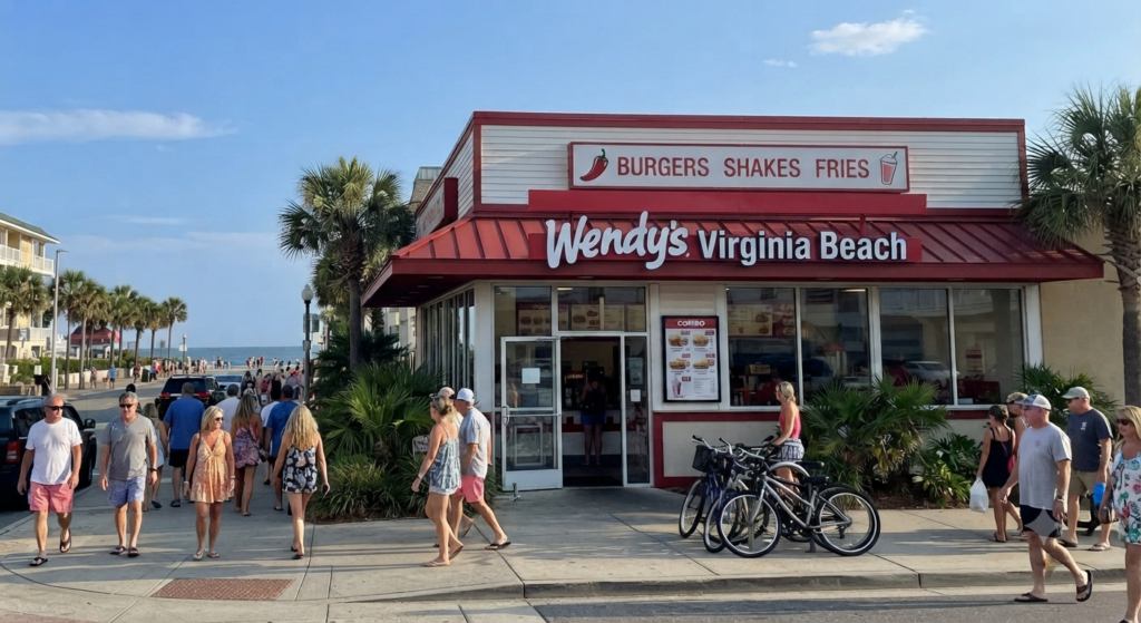 Wendy's restaurant exterior near the Virginia Beach Oceanfront boardwalk on Pacific Avenue